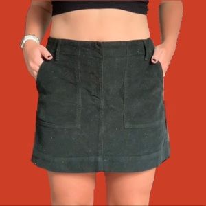 UO Green courdoroy mini skirt